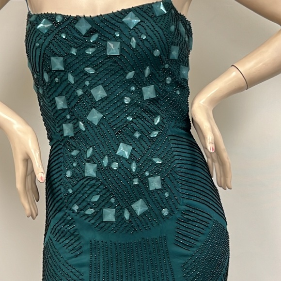 Adrianna papell beaded lace up back sleeveless party dress - Picture 3 of 9